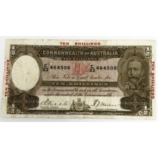 AUSTRALIA 1934 . TEN 10 SHILLINGS BANKNOTE . RIDDLE/SHEEHAN